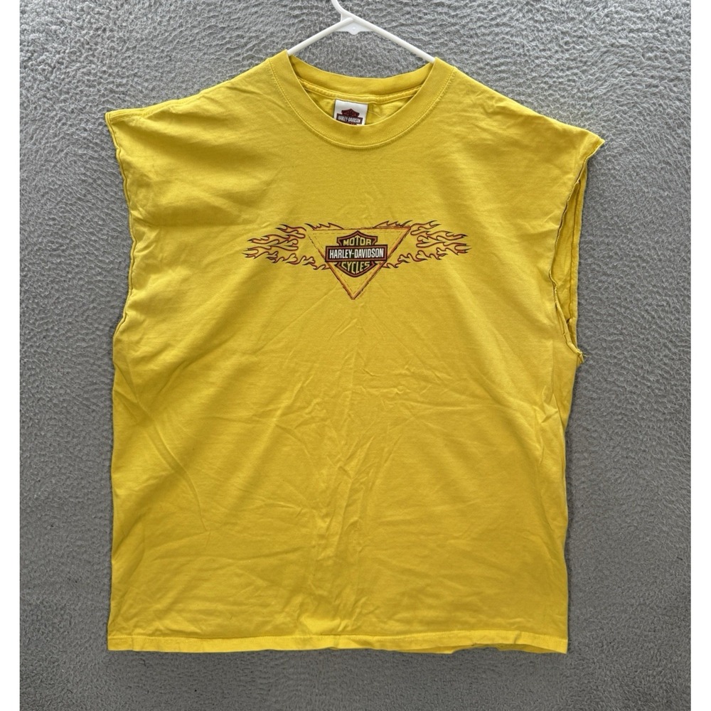 Harley Davidson Shirt Adult 2XL XXL Yellow Motorcycle Biker Grunge Skater Y2K